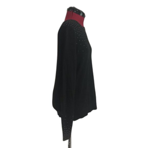 Ann Taylor Factory Sweater Women's Size Medium Black Silver Studs Long Sleeves - Picture 10 of 10